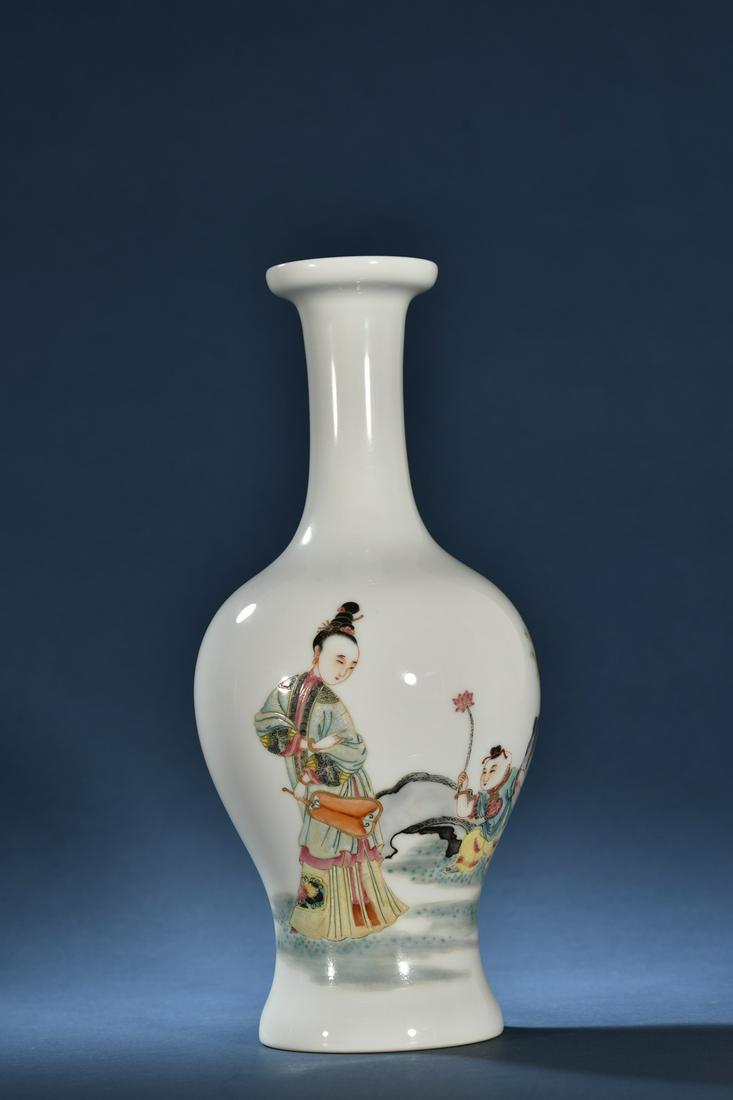 A Rare Wucai Character Story Vase (1 of 9)