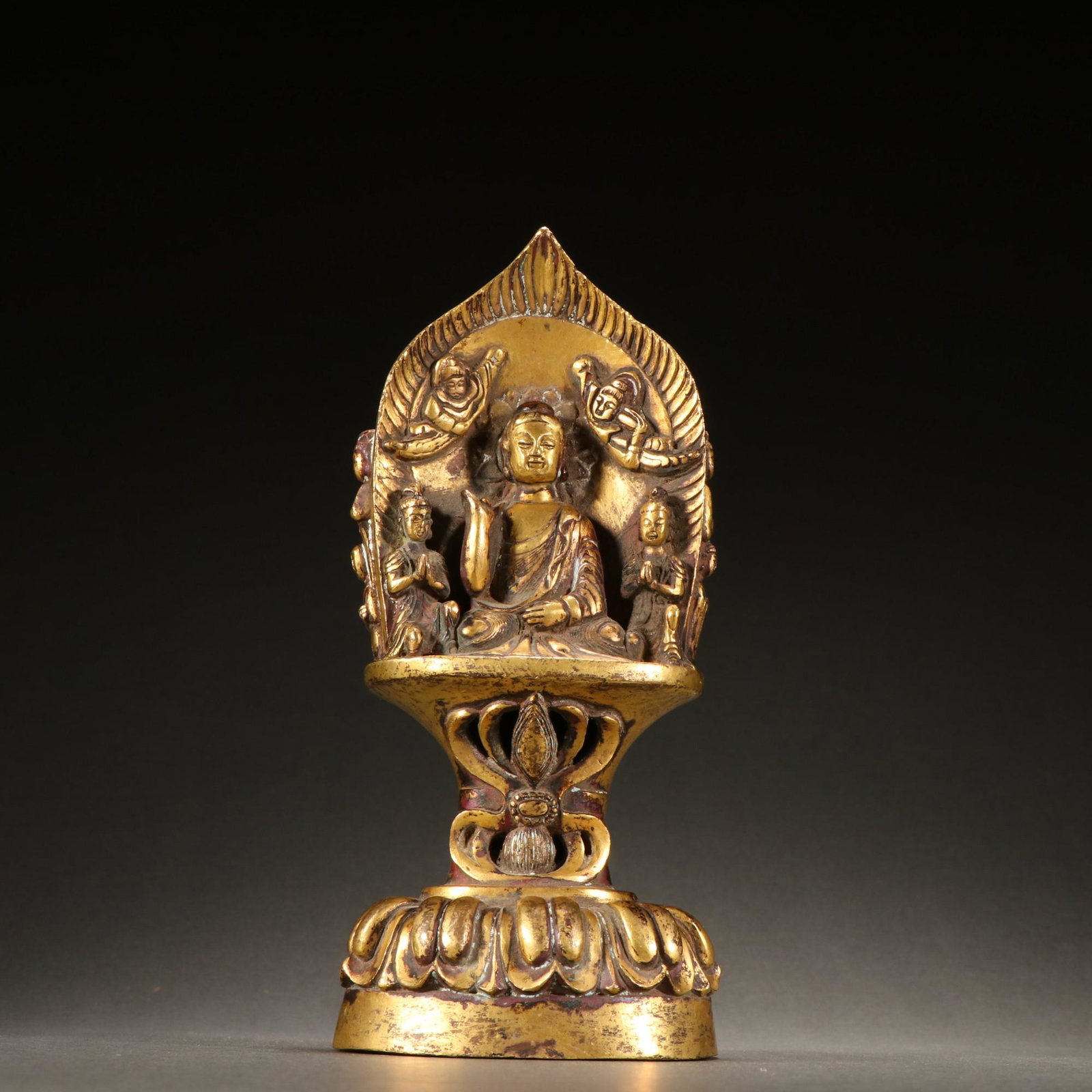 A Delicate Gilt-bronze Bench Buddha (1 of 9)