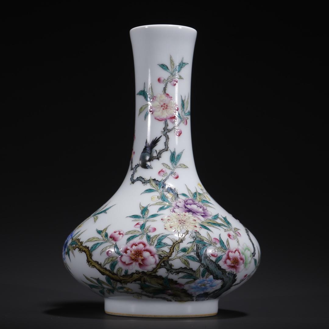 A Fine Famille-rose 'Flower and Bird' Vase (1 of 9)