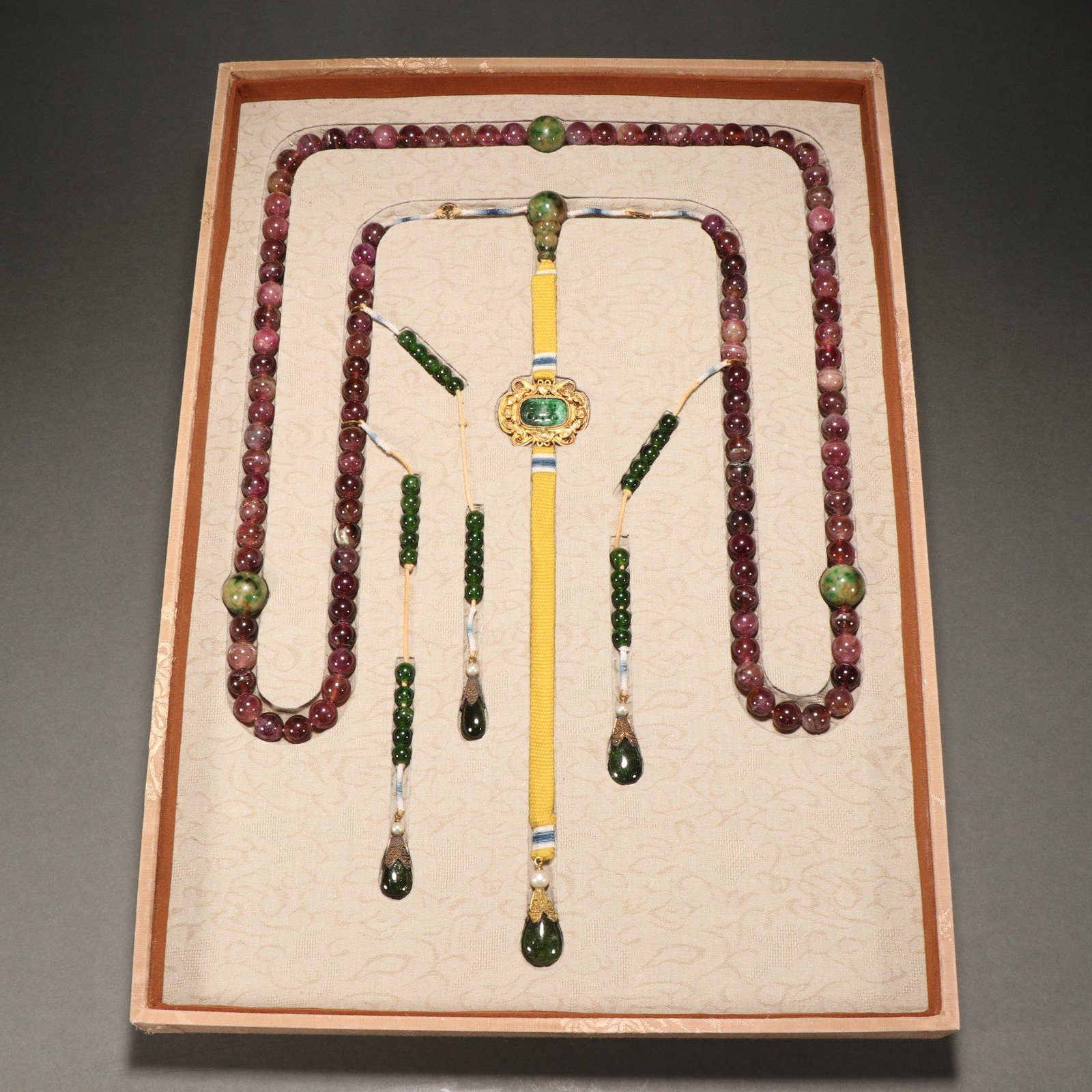 A String of Tourmaline and Jadite Necklace (1 of 9)
