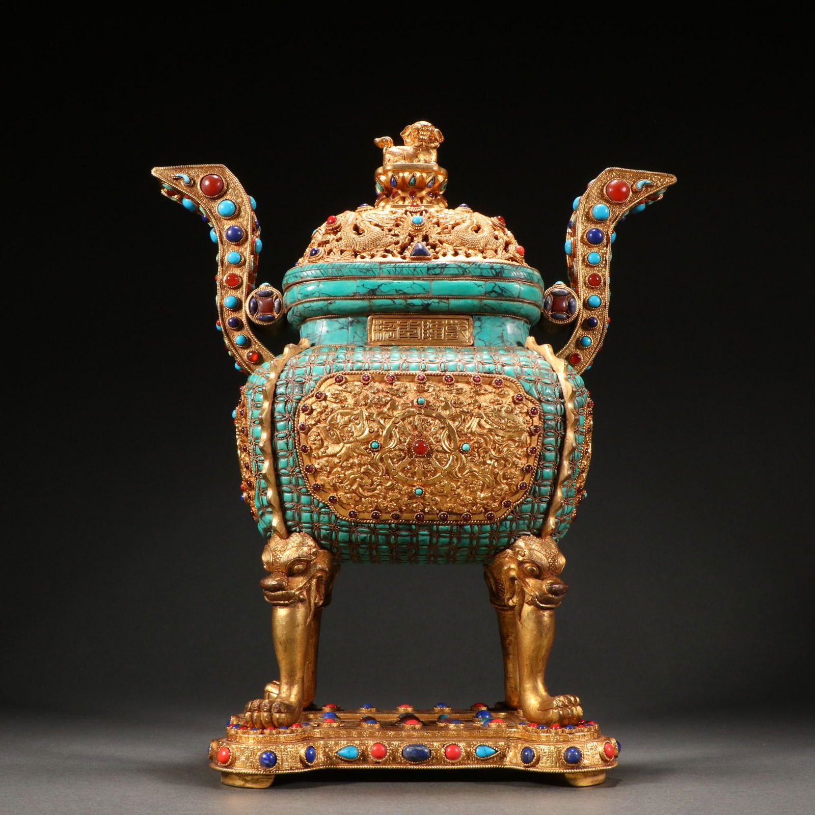 A Top Gilt-bronze Inlaid Gems Censer With Cover (1 of 9)