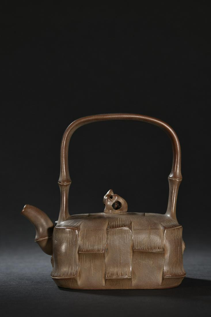 A Rare Zisha 'Bamboo' Teapot (1 of 9)