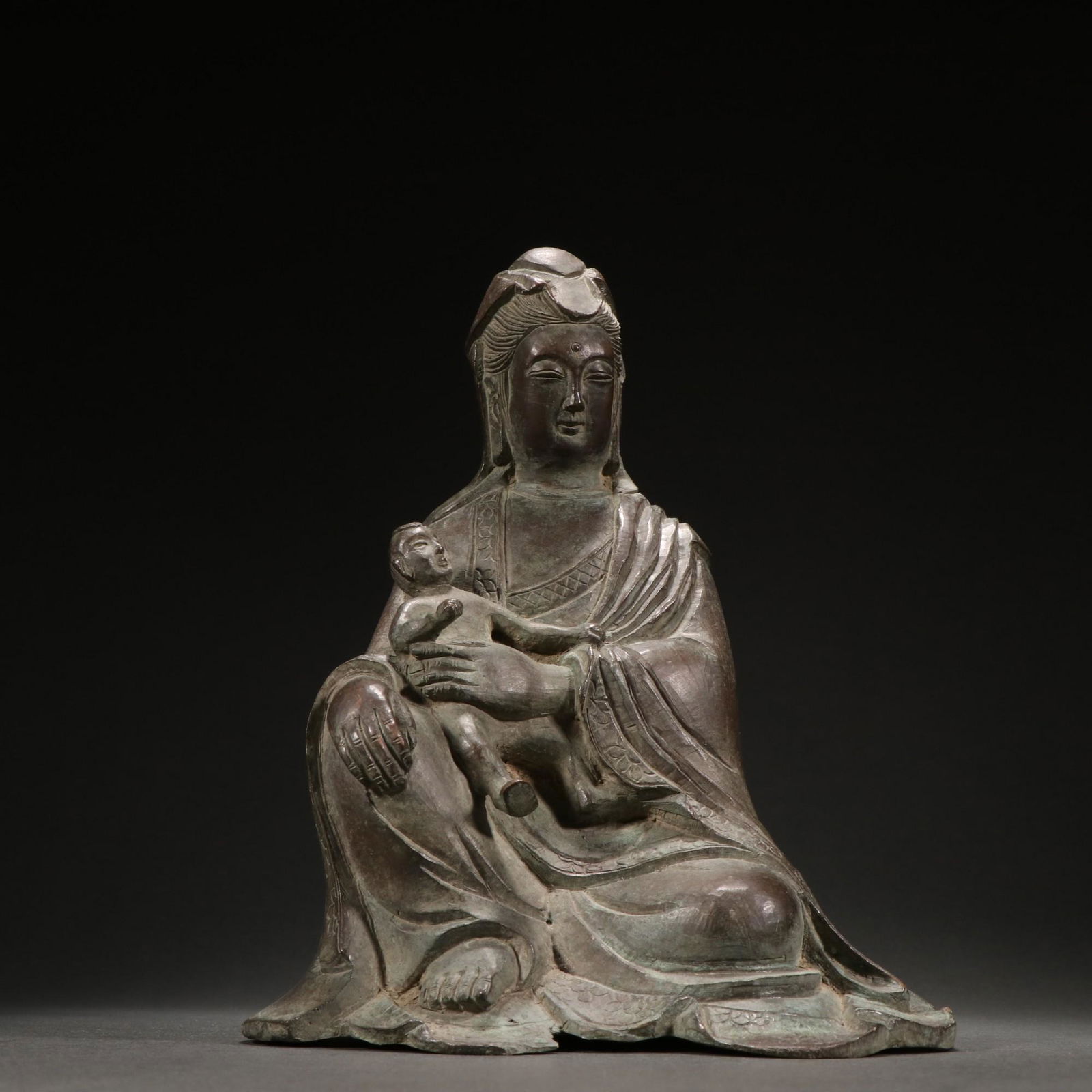 A Bronze Sending Son Guanyin Ornament (1 of 9)