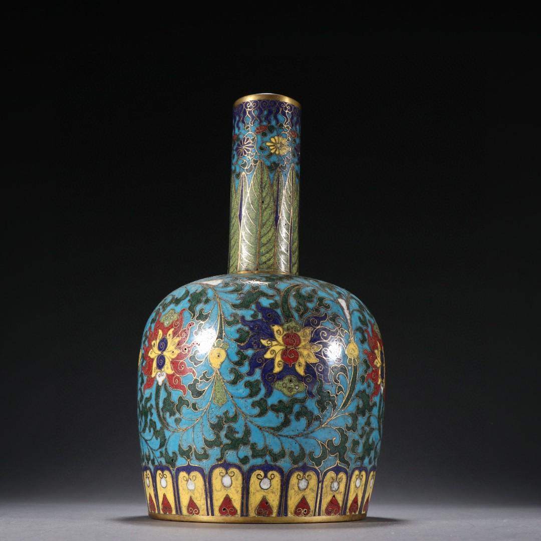 A Rare Gilt-bronze Cloisonne Enamel 'Flowers' Vase (1 of 9)