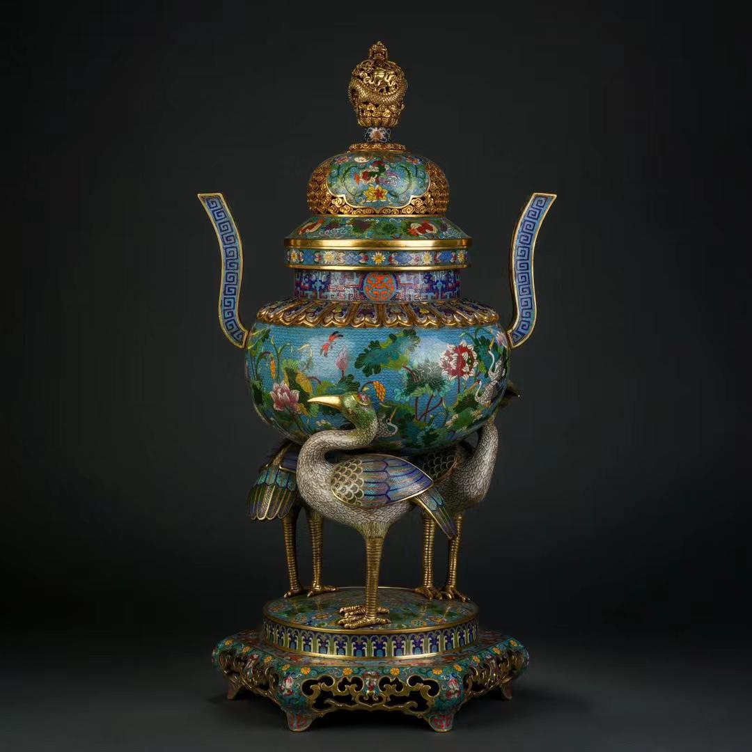 An Imperial and Large Gilt-bronze Cloisonne Enamel Censer (1 of 9)