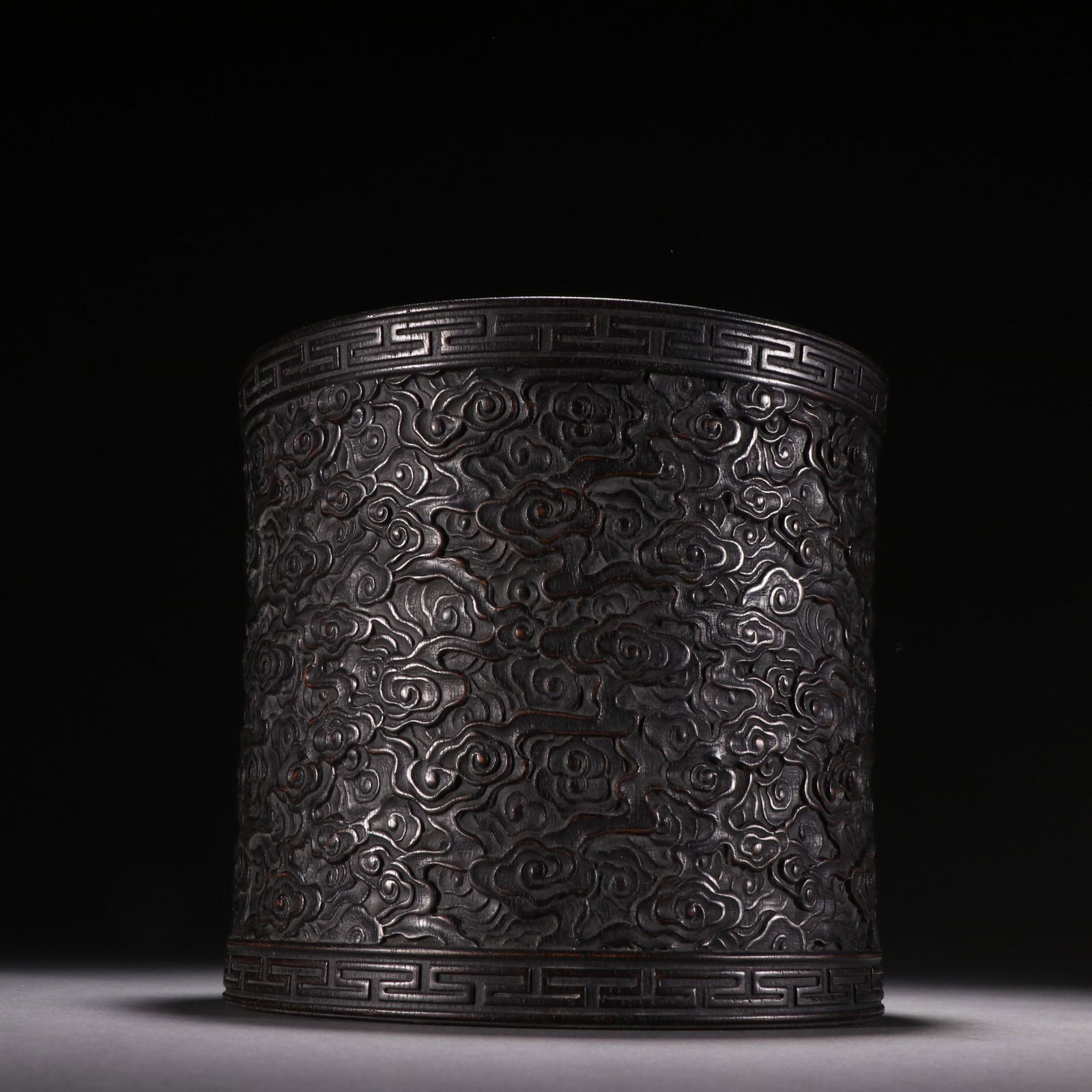 A Fine Zitan Wood Carving 'Moire' Pen Holder (1 of 9)