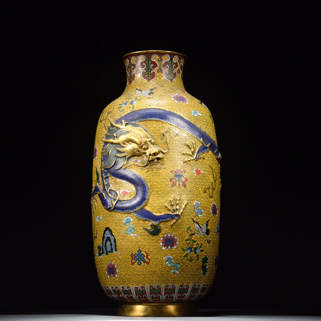 An Exquisite and Rare Gilt-bronze Cloisonne Enamel Dragon Pattern Bottle (1 of 9)