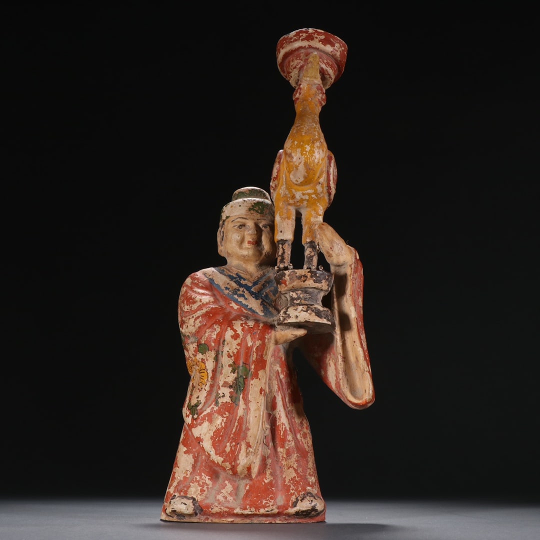 A Very Rare Bronze Painting  Figures Candleholder Ornament (1 of 9)