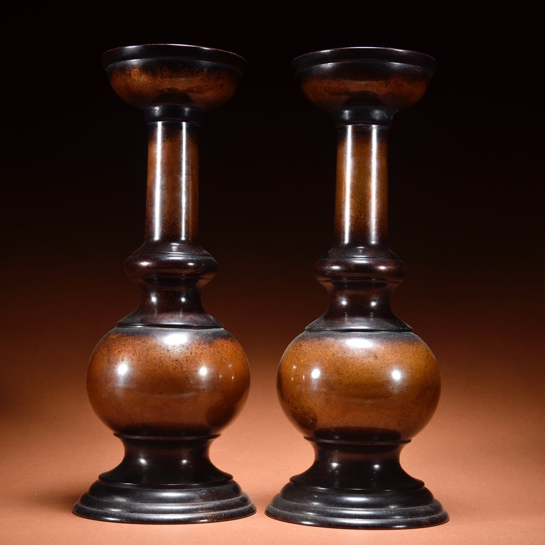 A Pair of Rare Copper Oil Lamps (1 of 9)