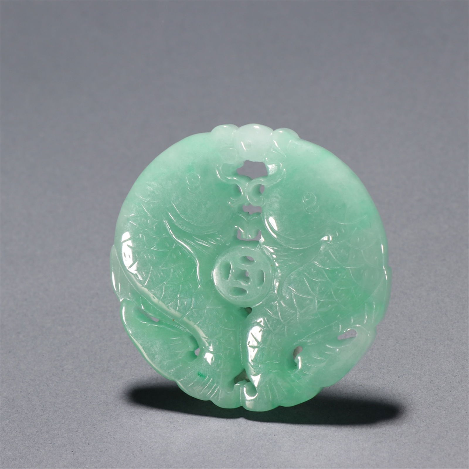 An Exquisite Jadeite Double Fish Pendant (1 of 9)