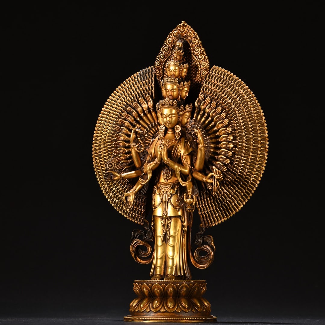 A Fine Gilt-bronze Statue of Thousand-armed Kannon (1 of 9)