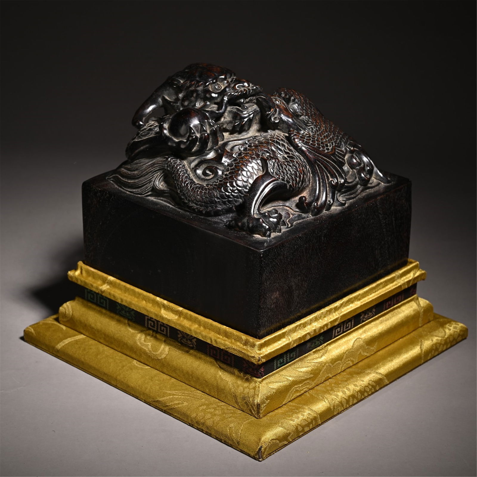 An Important Zitan Wood Dragon Button Seal (1 of 9)