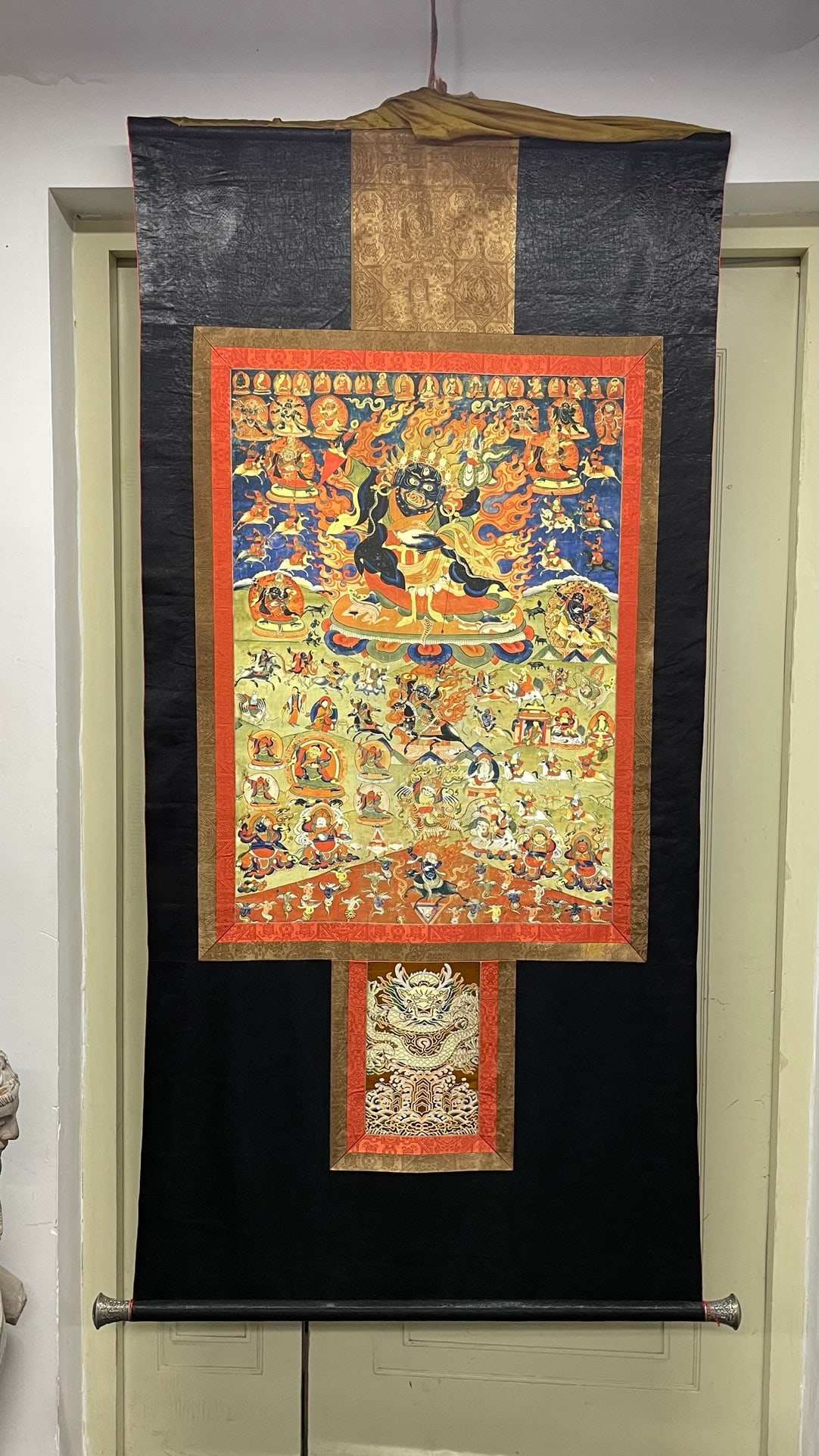 A Tibetan Buddhist Four Armed Big Black Sky Old Tangka (1 of 9)