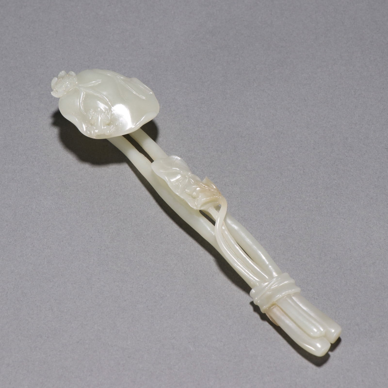 A Hotan Jade seed lotus leaf like decoration (1 of 9)