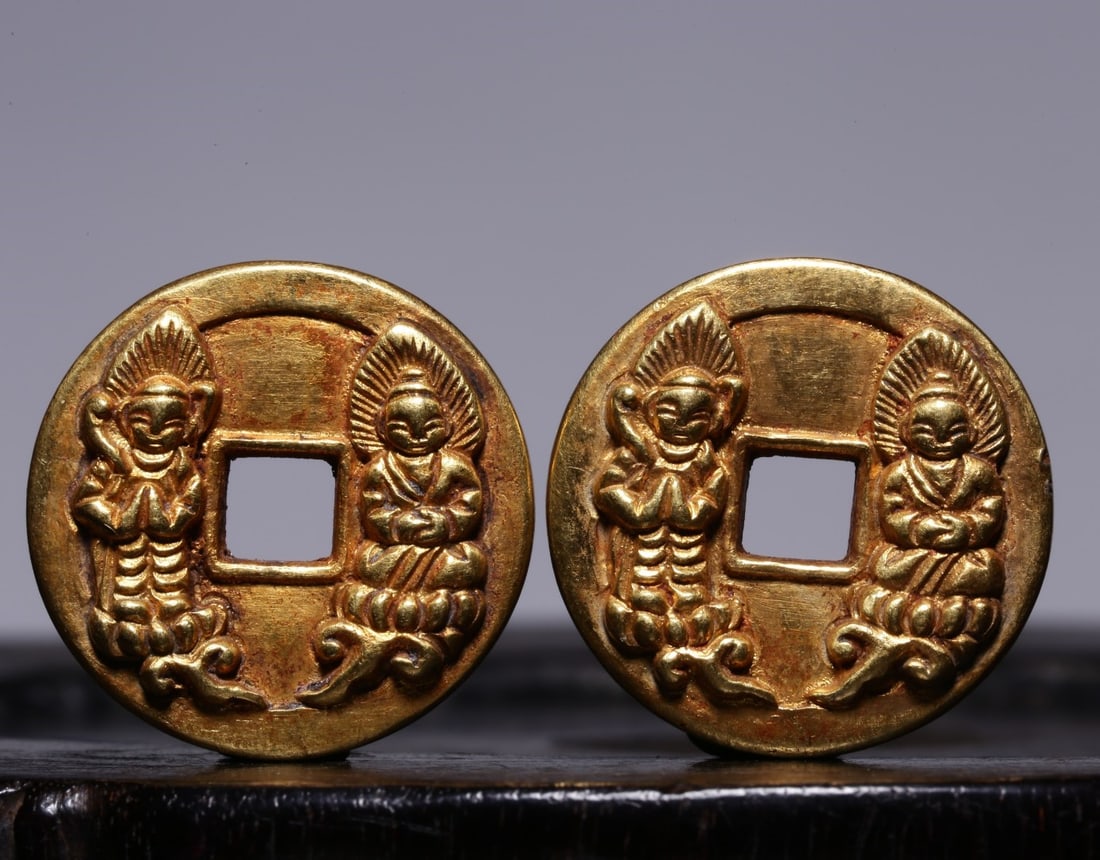 Two pairs of pure gold coins of the Song Dynasty's "Chunhua Yuanbao" (1 of 6)