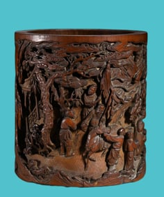 Bamboo carved character pen holder