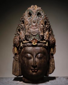 Tang Dynasty bluestone painted Guanyin Buddha head ornaments