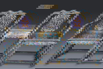 A set of Qing precision cast copper cloisonné cloisonné enamel Taishi chairs