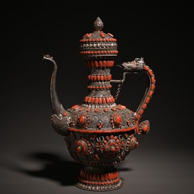 A Piece Of Sterling Silver Inlaid Treasure Pot Study Ornaments