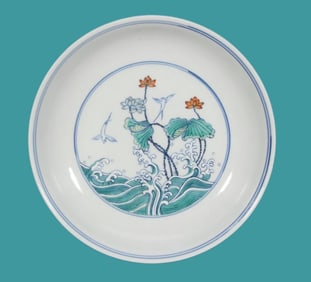 Doucai Haiyan River Map Plate