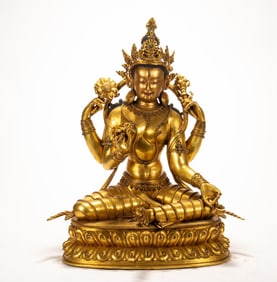 A copper gilded Buddha statue