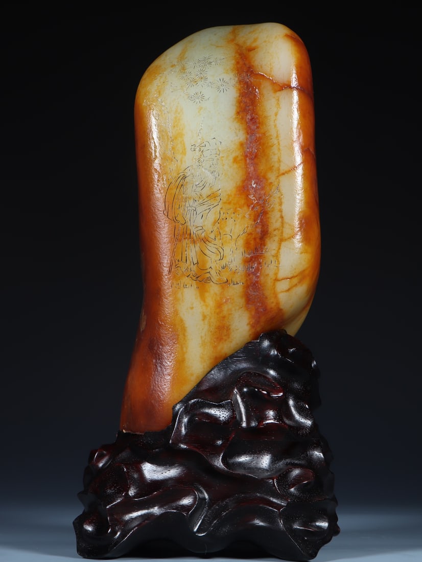 A stone ornament with longevity and auspiciousness in Hetian Yuyuan (1 of 9)