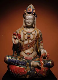 Tang Han white marble painted Guanyin