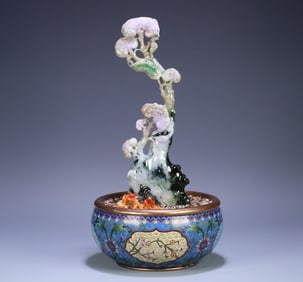 An old jade lingzhi bonsai ornament