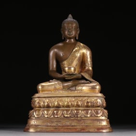 Bronze gilded statue of the Medicine Master Buddha