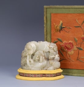 A Hetian Jade Seed Material Figure Shanzi Decoration