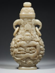 A large bottle of Hotan Jade seed dragon double elephant ear rings