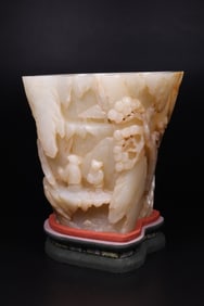 A piece of Hetian Jade Character Story Cup