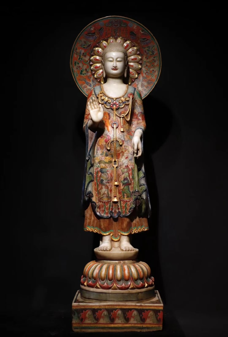 Northern Qi white marble painted Buddha statue (1 of 9)