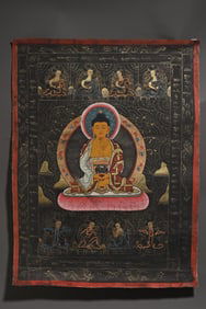 A thangka Shakyamuni Tibetan Buddha statue study ornament