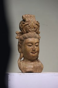 Nanmu carved Guanyin Buddha head ornaments