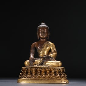 A Bronze Gilt Sitting Statue Of Buddha Shakyamuni