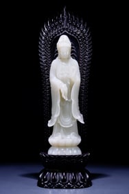 A piece of Hetian Jade Guanyin Buddha statue