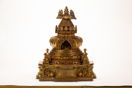 A copper gilded pagoda