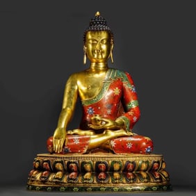 A piece of pinched wire enamel Maitreya Buddha