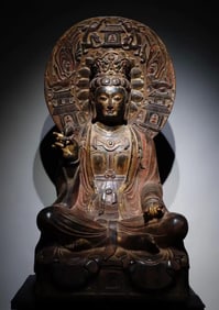 Song bluestone painted statue of Guanyin