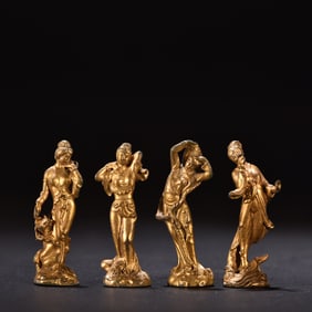 A set of copper gilded four beauties ornaments