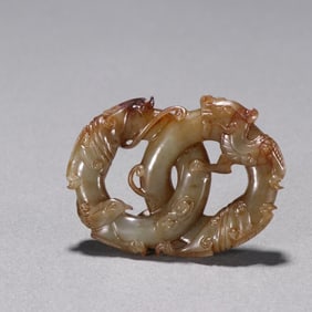 Ming Hotan Jade Seed Dragon Phoenix Jade Ring Carving