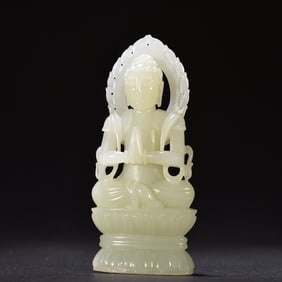 A Hotan Jade Lotus Avalokitesvara Carving
