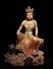 Song Dynasty white marble painted Bodhisattva statue