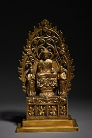 A Bronze Gilt Guanyin Study Ornament