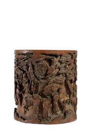 Bamboo carving multi person pen holder