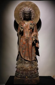 Northern Qi bluestone painted Buddha statue