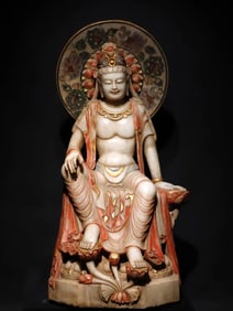 Tang Han white marble painted free Guanyin Buddha statue