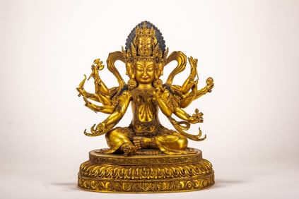 A copper gilded Buddha statue