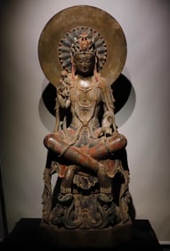 Northern Qi bluestone painted Guanyin Buddha statue
